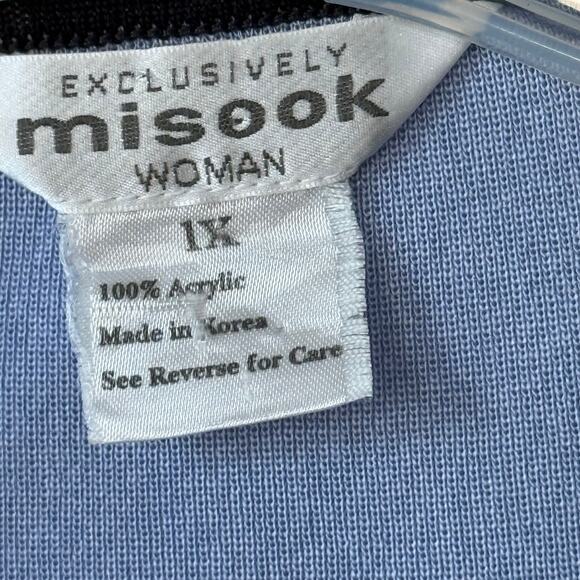 Misook Periwinkle Black Zip up block cardigan Size 1X - Picture 2 of 7